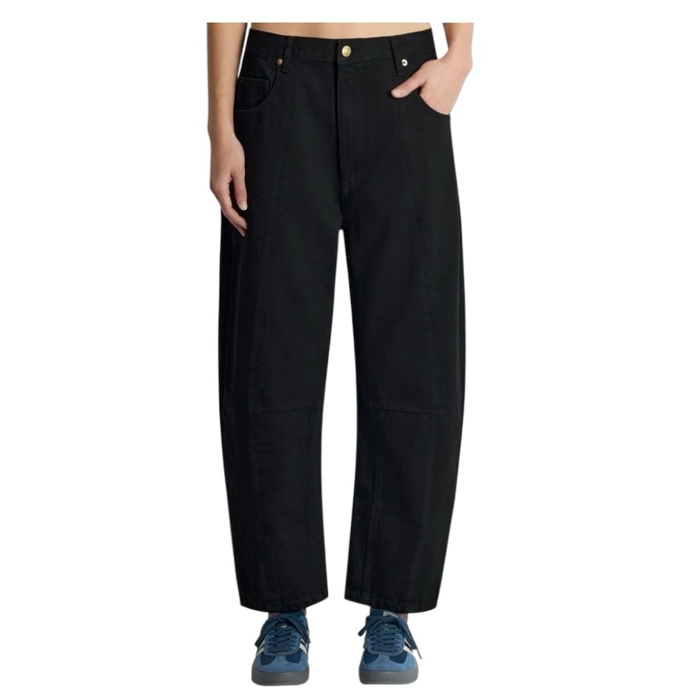 ROUCHA Women's black cropped barrel jeans